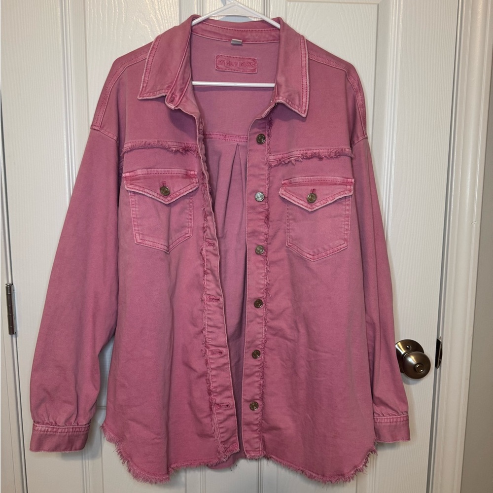 Maurices Pink Button Up Jean Jacket